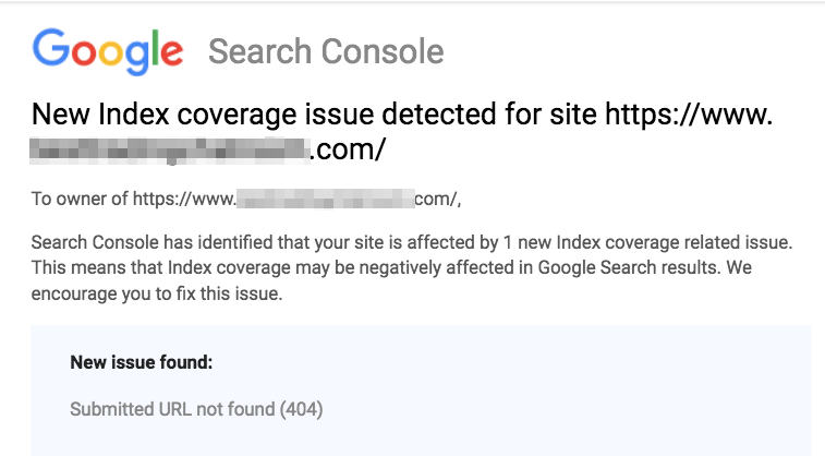 messaggio di link interrotti da Google Search Console